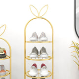SOGA 2X 7 Tier Bunny Ears Shape  Gold Plated Metal Shoe Organizer Space Saving Portable Footwear Storage Shelf - Cafe Supply