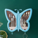 SOGA 2X Blue Butterfly Shape Wall-Mounted Makeup Organiser Dustproof Waterproof Bathroom Storage Box Home Decor - Cafe Supply