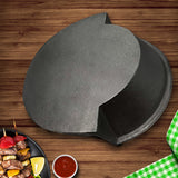 SOGA 2X 2 in 1 Cast Iron Ribbed Fry Pan Skillet Griddle BBQ and Steamboat Hot Pot - Cafe Supply