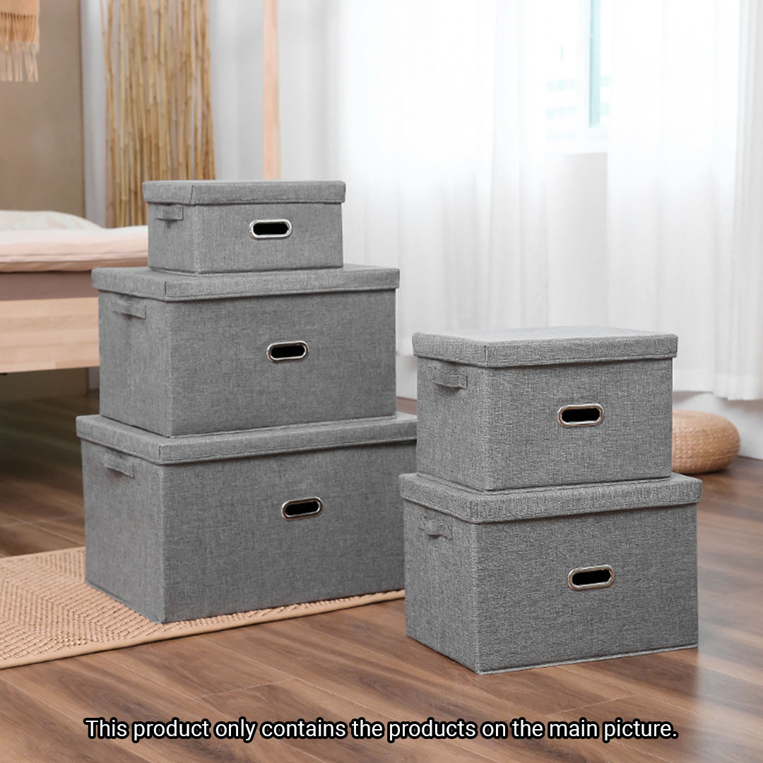 SOGA Grey Large Foldable Canvas Storage Box Cube Clothes Basket Organiser Home Decorative Box - Cafe Supply
