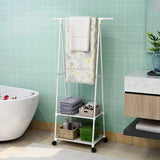 SOGA 2X 2-in-1 Organiser Clothes Shoe Rack Space-Saving Triangular Storage with Wheels White - Cafe Supply
