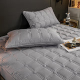 SOGA 2X Grey 153cm Wide Mattress Cover Thick Quilted Stretchable Bed Spread Sheet Protector with Pillow Covers - Cafe Supply