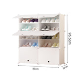 SOGA 5 Tier 2 Column White Shoe Rack Organizer Sneaker Footwear Storage Stackable Stand Cabinet Portable Wardrobe with Cover - Cafe Supply