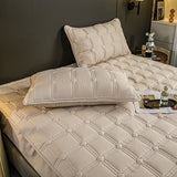 SOGA 2X Beige 153cm Wide Mattress Cover Thick Quilted Stretchable Bed Spread Sheet Protector with Pillow Covers - Cafe Supply