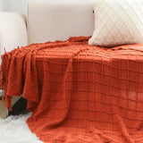 SOGA 2X Red Diamond Pattern Knitted Throw Blanket Warm Cozy Woven Cover Couch Bed Sofa Home Decor with Tassels - Cafe Supply