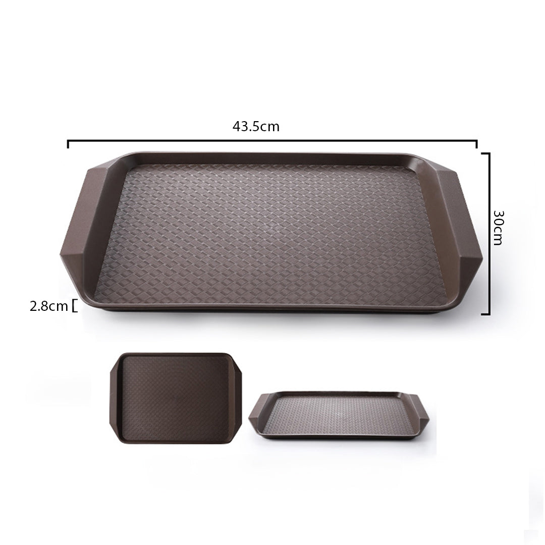 SOGA Rectangular Serving Tray Heavy Duty Waterproof Stackable Plastic Food Snack Pan Set of 10 Coffee - Cafe Supply