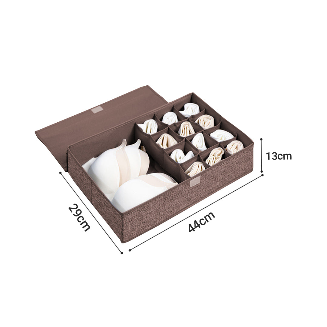 SOGA 2X Coffee Flip Top Underwear Storage Box Foldable Wardrobe Partition Drawer Home Organiser - Cafe Supply