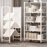 SOGA 2X 4 Tier Steel White Foldable Display Stand Multi-Functional Shelves Portable Storage Organizer with Wheels - Cafe Supply