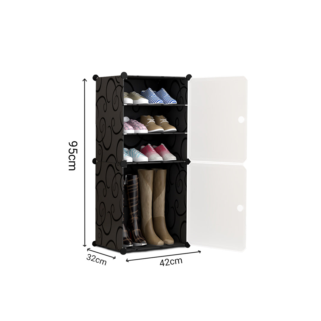 SOGA 2X  4 Tier Shoe Rack Organizer Sneaker Footwear Storage Stackable Stand Cabinet Portable Wardrobe with Cover - Cafe Supply