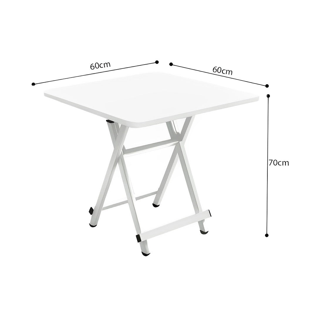 SOGA 2X White Dining Table Portable Square Surface Space Saving Folding Desk with Lacquered Legs  Home Decor - Cafe Supply