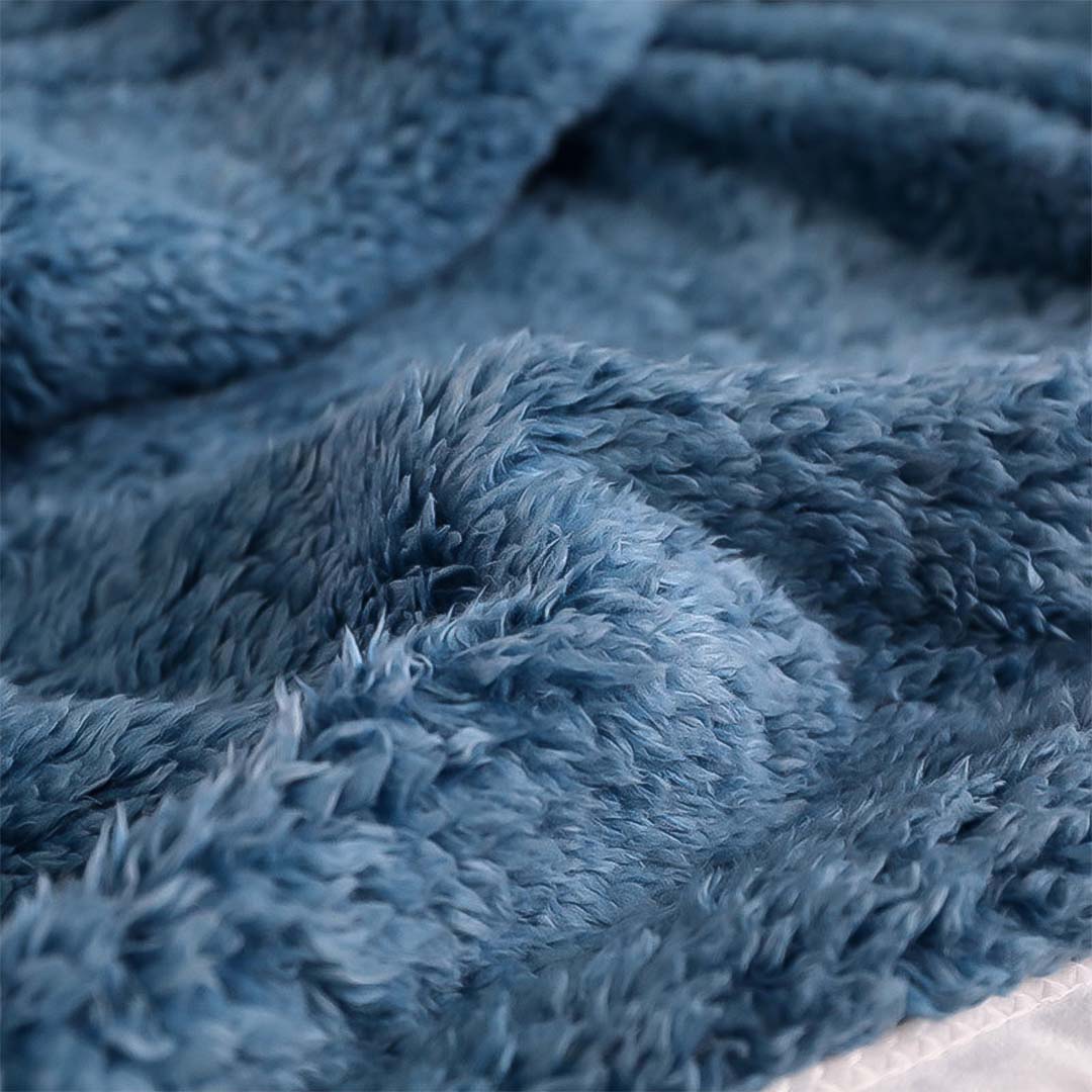 SOGA 2X Throw Blanket Warm Cozy Double Sided Thick Flannel Coverlet Fleece Bed Sofa Comforter Dark Blue - Cafe Supply