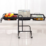 SOGA 2X 3 Tier Steel Black Adjustable Kitchen Cart Multi-Functional Shelves Portable Storage Organizer with Wheels - Cafe Supply
