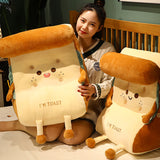 SOGA 2X Smiley Face Toast Bread Wedge Cushion Stuffed Plush Cartoon Back Support Pillow Home Decor - Cafe Supply