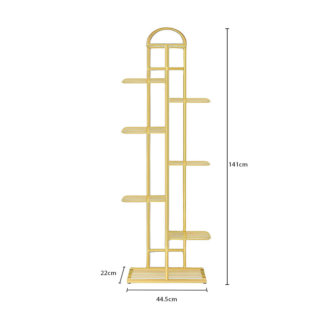 SOGA 2X 8 Tier 9 Pots Gold Metal Plant Stand Flowerpot Display Shelf Rack Indoor Home Office Decor - Cafe Supply