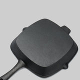 SOGA 2X 26cm Square Ribbed Cast Iron Frying Pan Skillet Steak Sizzle Platter with Handle - Cafe Supply