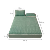 SOGA 2X Green 153cm Wide Mattress Cover Thick Quilted Fleece Stretchable Clover Design Bed Spread Sheet Protector with Pillow Covers - Cafe Supply