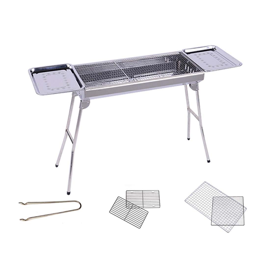 SOGA 2X Skewers Grill with Side Tray Portable Stainless Steel Charcoal BBQ Outdoor 6-8 Persons - Cafe Supply