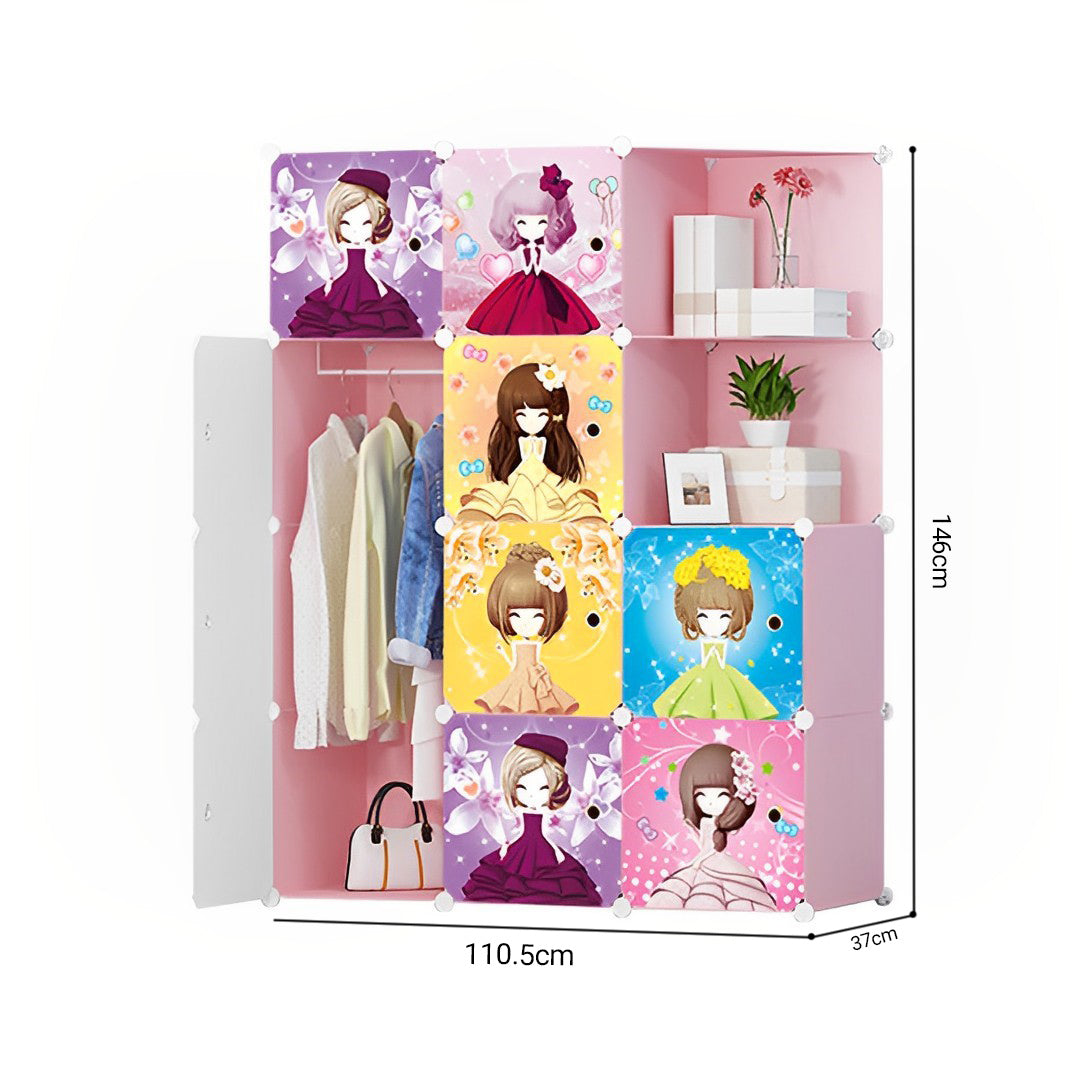 SOGA 10 Cubes Princess Design Portable Wardrobe Divide-Grid Modular Storage Organiser Foldable Closet - Cafe Supply
