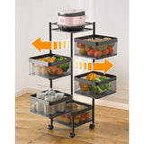 SOGA 5 Tier Steel Square Rotating Kitchen Cart Multi-Functional Shelves Portable Storage Organizer with Wheels - Cafe Supply