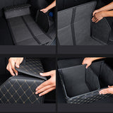 SOGA 2X Leather Car Boot Collapsible Foldable Trunk Cargo Organizer Portable Storage Box Black/Gold Stitch Small - Cafe Supply