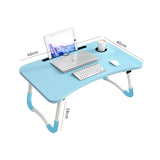 SOGA Blue Portable Bed Table Adjustable Foldable Bed Sofa Study Table Laptop Mini Desk with Notebook Stand Cup Slot Home Decor - Cafe Supply
