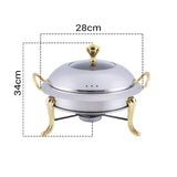 SOGA 4X Stainless Steel Gold Accents Round Buffet Chafing Dish Cater Food Warmer Chafer with Glass Top Lid - Cafe Supply