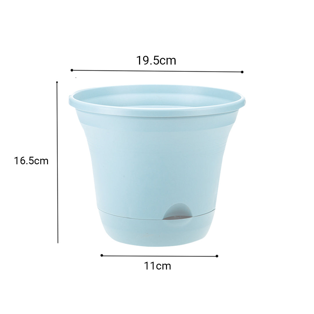 SOGA 19.5 cm Blue Plastic Plant Pot Self Watering Planter Flower Bonsai Outdoor Garden Decor Set of 2 - Cafe Supply