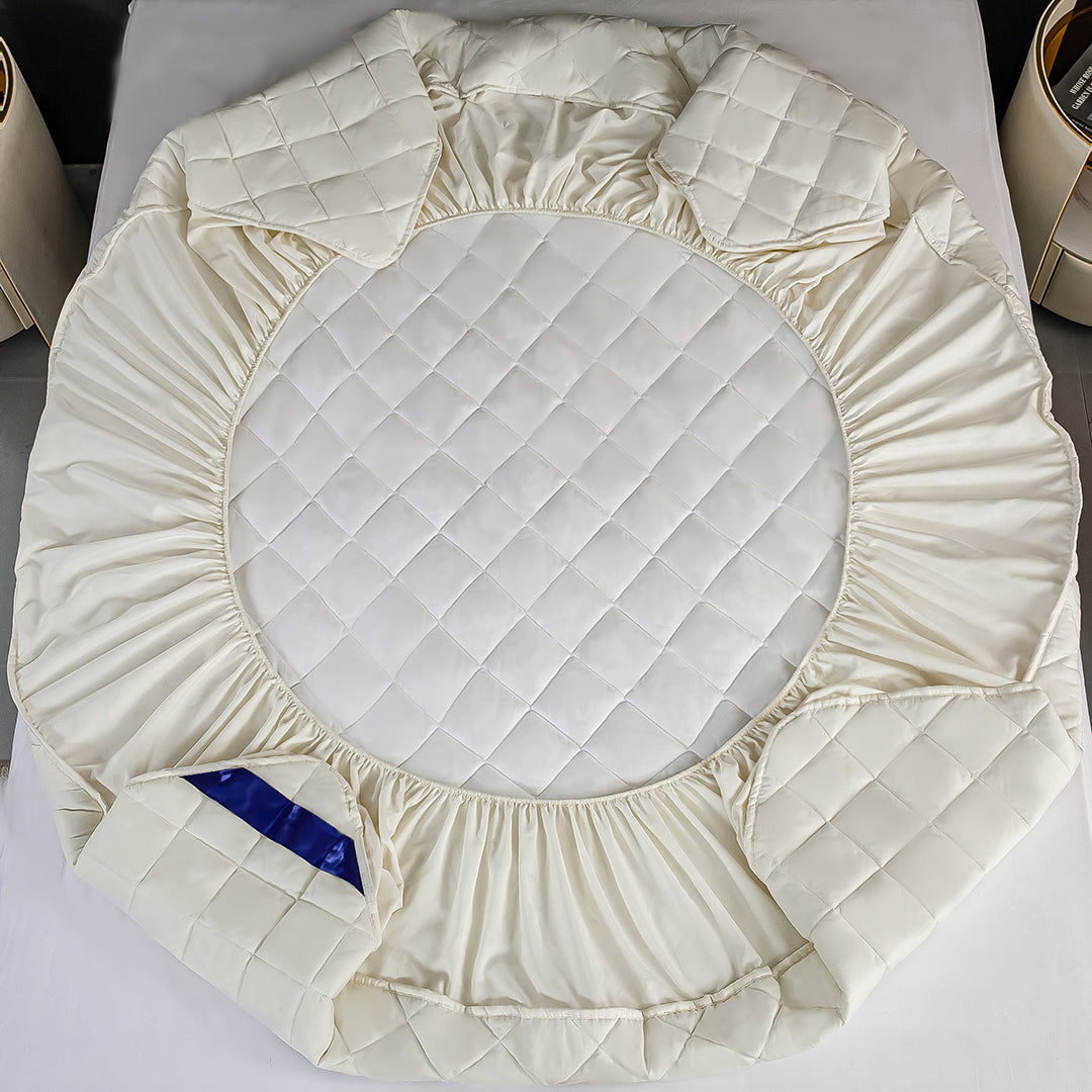 SOGA 2X White 183cm Wide Cross-Hatch Mattress Cover Thick Quilted Stretchable Bed Spread Sheet Protector with Pillow Covers - Cafe Supply