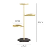 SOGA 3 Tier Gold Round Plant Stand Flowerpot Tray Display Living Room Balcony Metal Decorative Shelf - Cafe Supply