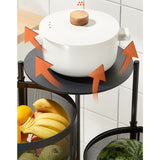 SOGA 5 Tier Steel Round Rotating Kitchen Cart Multi-Functional Shelves Portable Storage Organizer with Wheels - Cafe Supply
