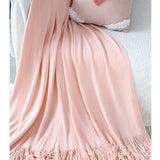 SOGA 2X Pink Acrylic Knitted Throw Blanket Solid Fringed Warm Cozy Woven Cover Couch Bed Sofa Home Decor - Cafe Supply