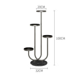SOGA U Shaped Plant Stand Round Flower Pot Tray Living Room Balcony Display Black Metal Decorative Shelf - Cafe Supply