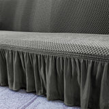 SOGA 1-Seater Grey Sofa Cover with Ruffled Skirt Couch Protector High Stretch Lounge Slipcover Home Decor - Cafe Supply