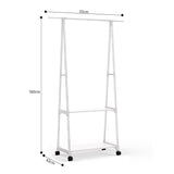 SOGA 2X 2-in-1 Organiser Clothes Shoe Rack Space-Saving Triangular Storage with Wheels White - Cafe Supply