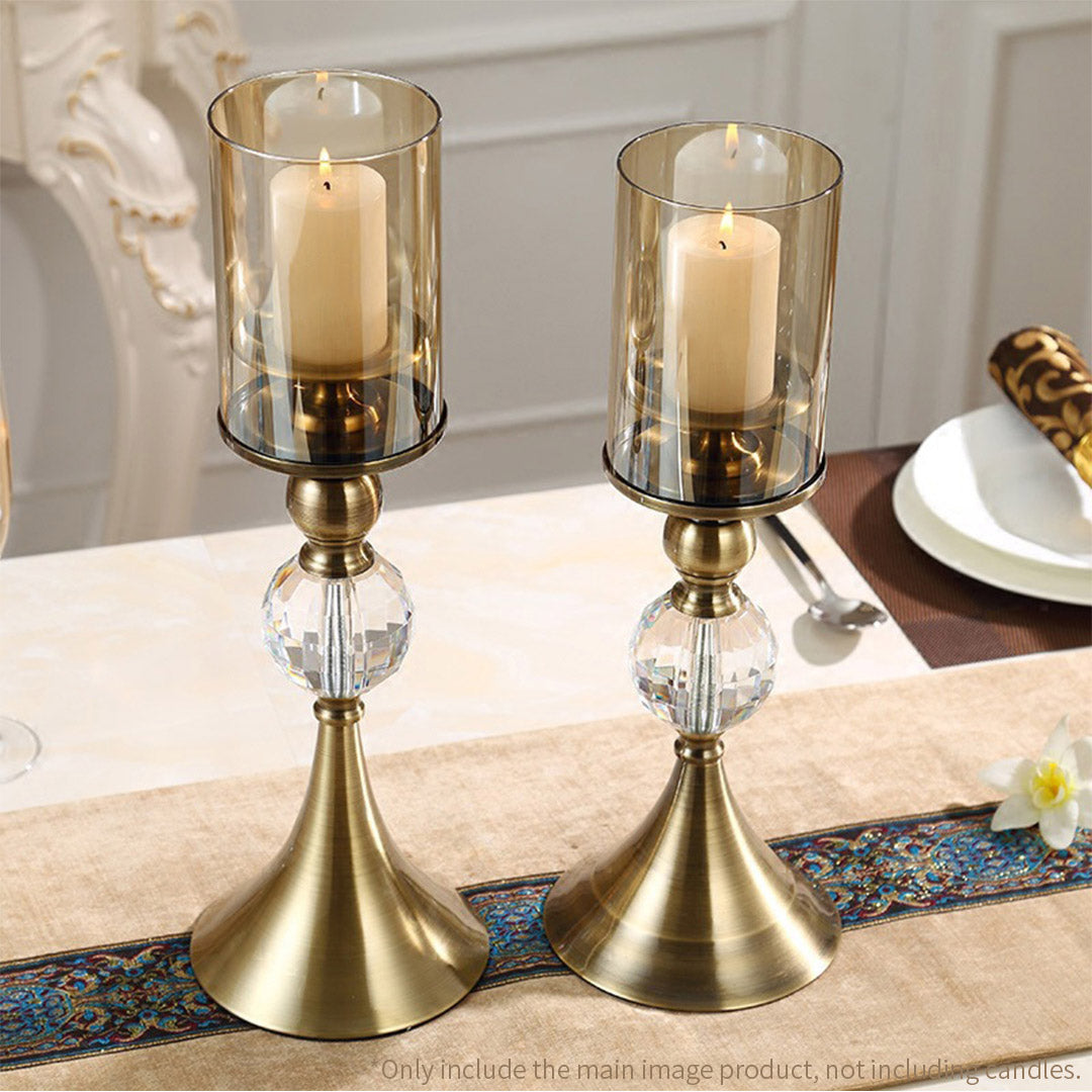 SOGA 43cm 38cm Glass Candle Holder Candle Stand Glass/Metal - Cafe Supply