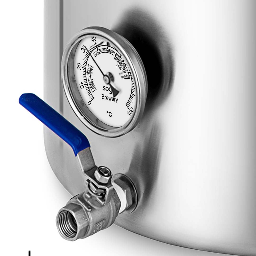 SOGA Stainless Steel 33L No Lid Brewery Pot With Beer Valve 35*35cm - Cafe Supply