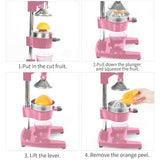 SOGA 2X Commercial Manual Juicer Hand Press Juice Extractor Squeezer Orange Citrus Pink - Cafe Supply