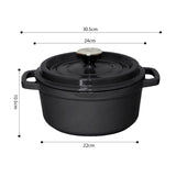 SOGA 2X Cast Iron 24cm Stewpot Casserole Stew Cooking Pot With Lid Black - Cafe Supply