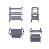SOGA 3 Tier Food Trolley Portable Kitchen Cart Multifunctional Big Utility Service with wheels 830x420x950mm Gray - Cafe Supply