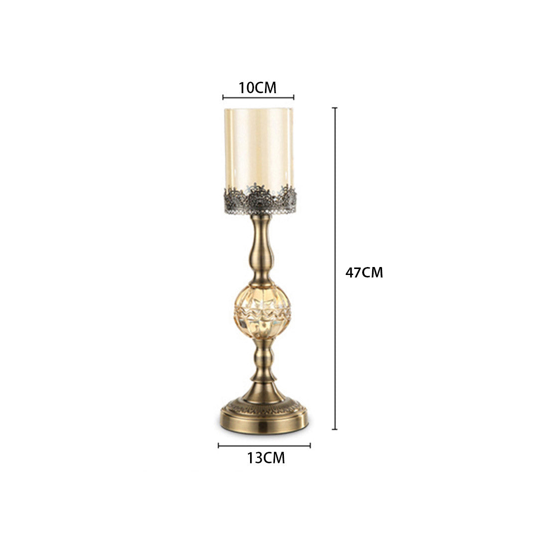 SOGA 2X 47cm Glass Candle Holder Candle Stand Glass/Metal - Cafe Supply