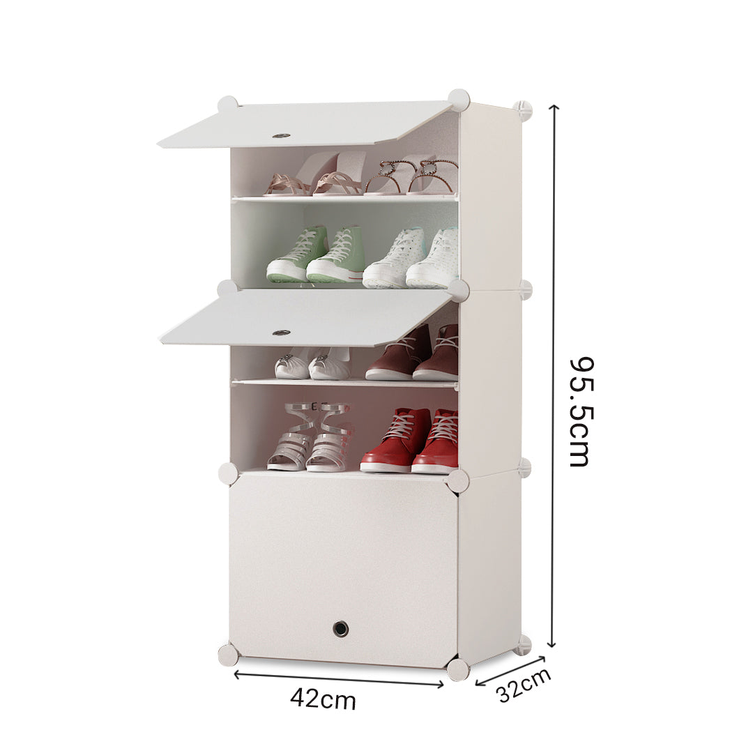 SOGA 5 Tier White Shoe Rack Organizer Sneaker Footwear Storage Stackable Stand Cabinet Portable Wardrobe with Cover - Cafe Supply
