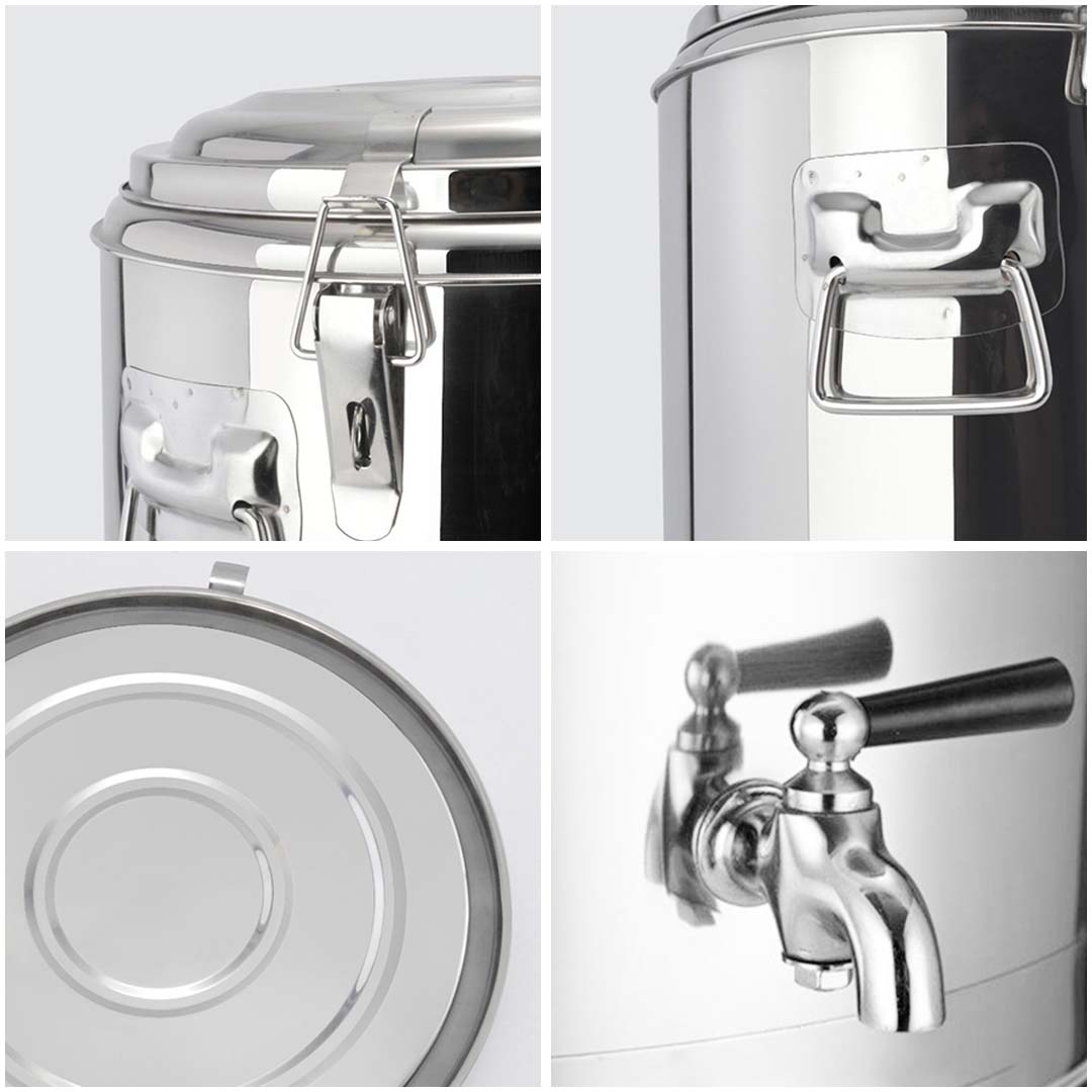SOGA 35L Stainless Steel Insulated Stock Pot Dispenser Hot & Cold Beverage Container With Tap - Cafe Supply
