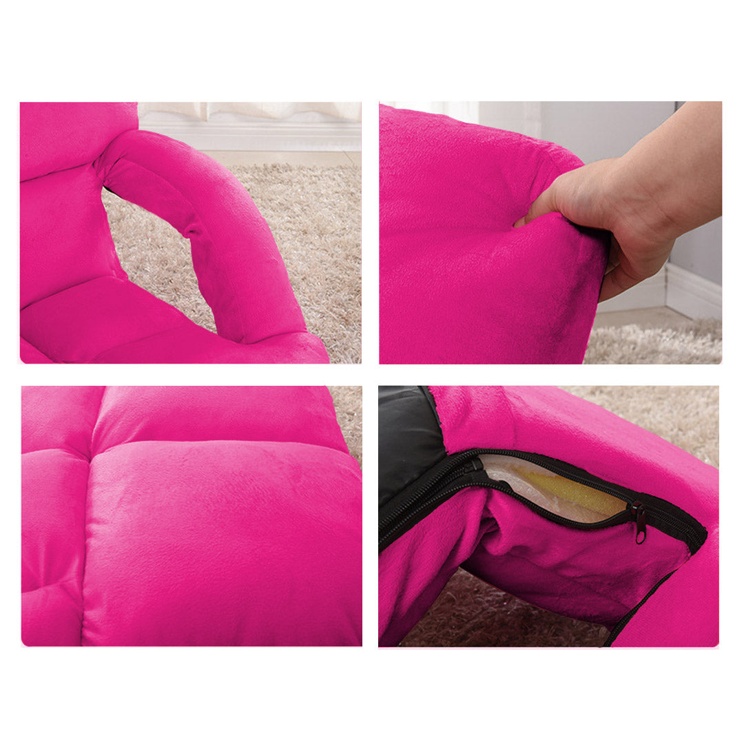SOGA Foldable Lounge Cushion Adjustable Floor Lazy Recliner Chair with Armrest Pink - Cafe Supply