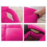 SOGA Foldable Lounge Cushion Adjustable Floor Lazy Recliner Chair with Armrest Pink - Cafe Supply