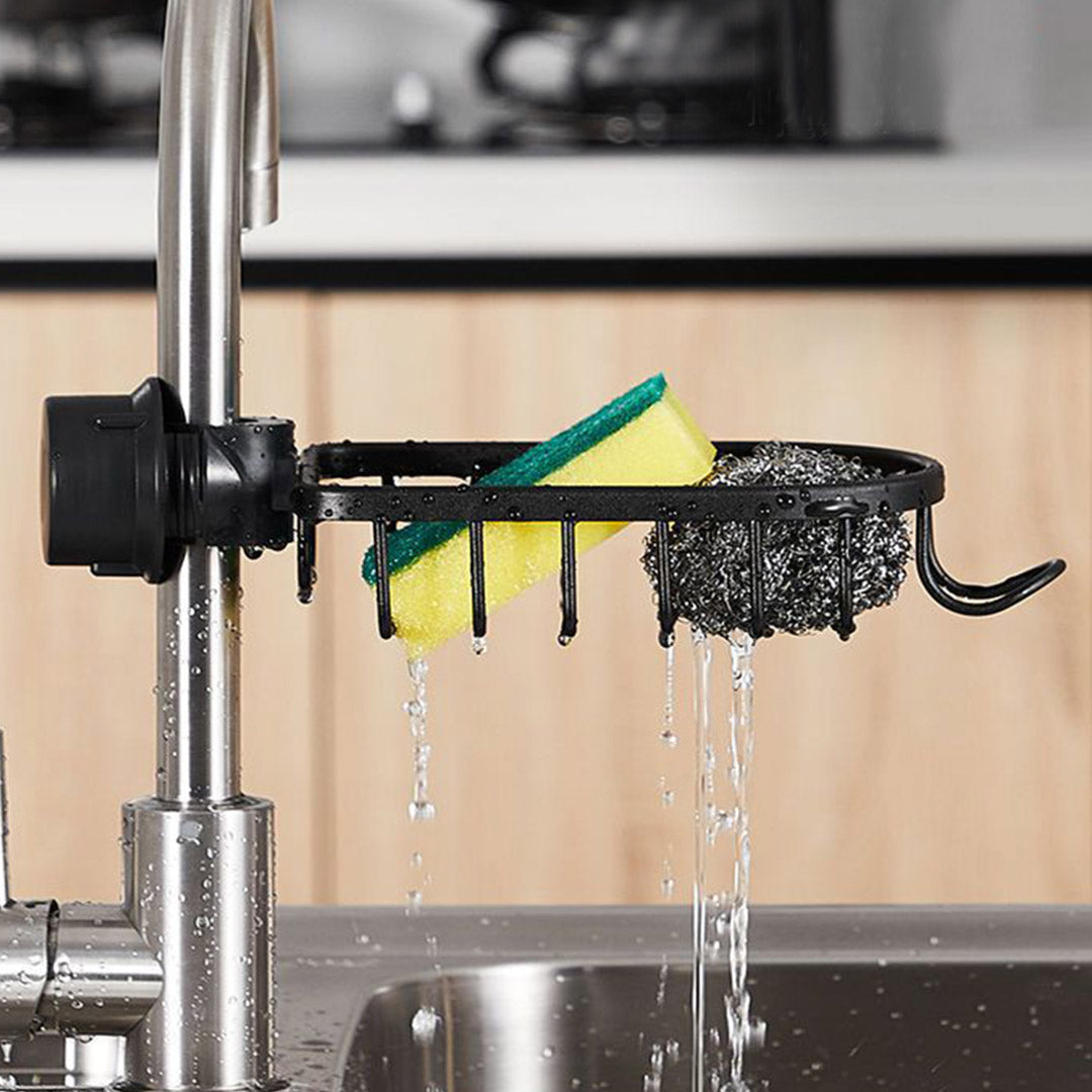 SOGA 2X Black Single Kitchen Sink Organiser Faucet Soap Sponge Caddy Rack Storage Drainer - Cafe Supply