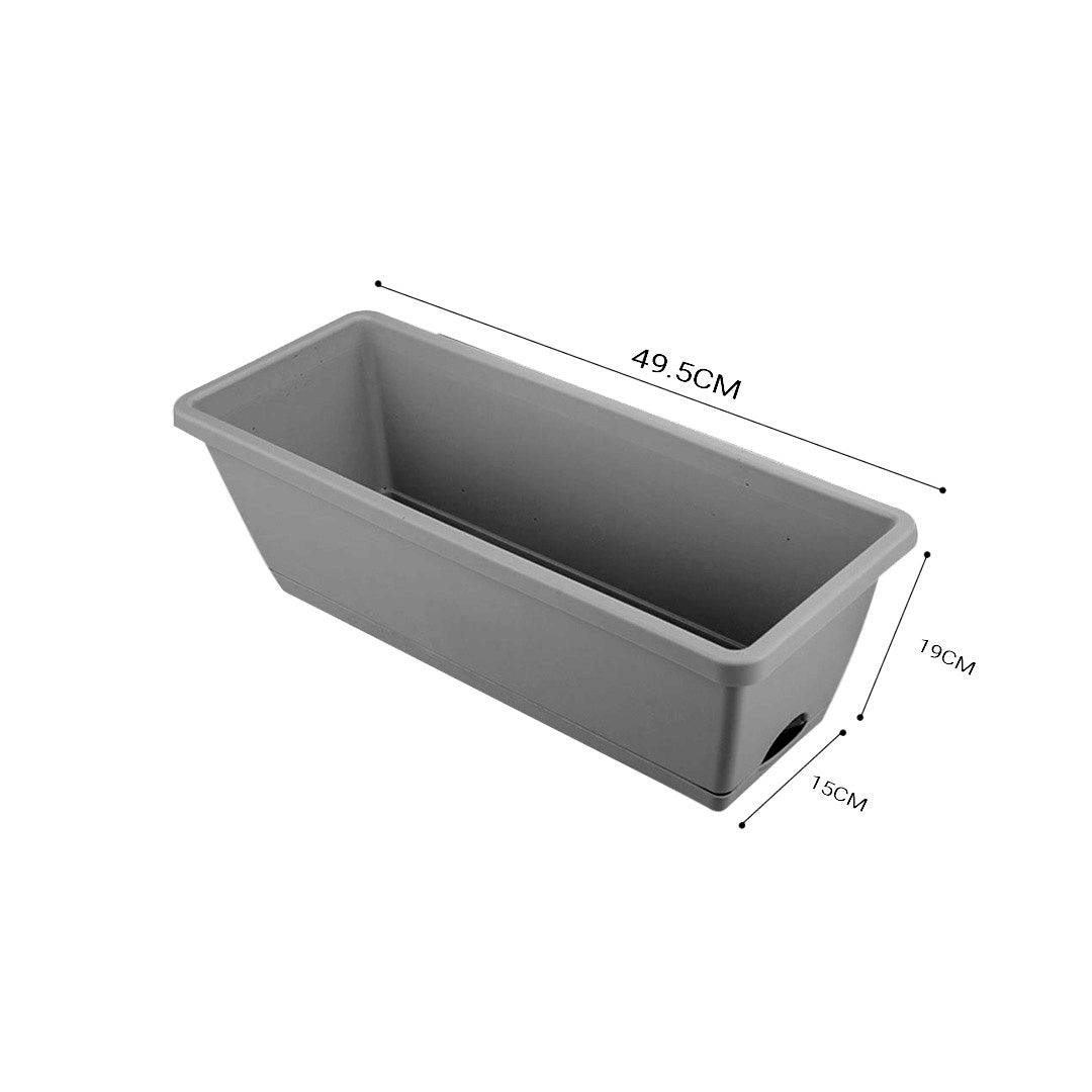 SOGA 49.5cm Gray Rectangular Planter Vegetable Herb Flower Outdoor Plastic Box with Holder Balcony Garden Decor Set of 5 - Cafe Supply
