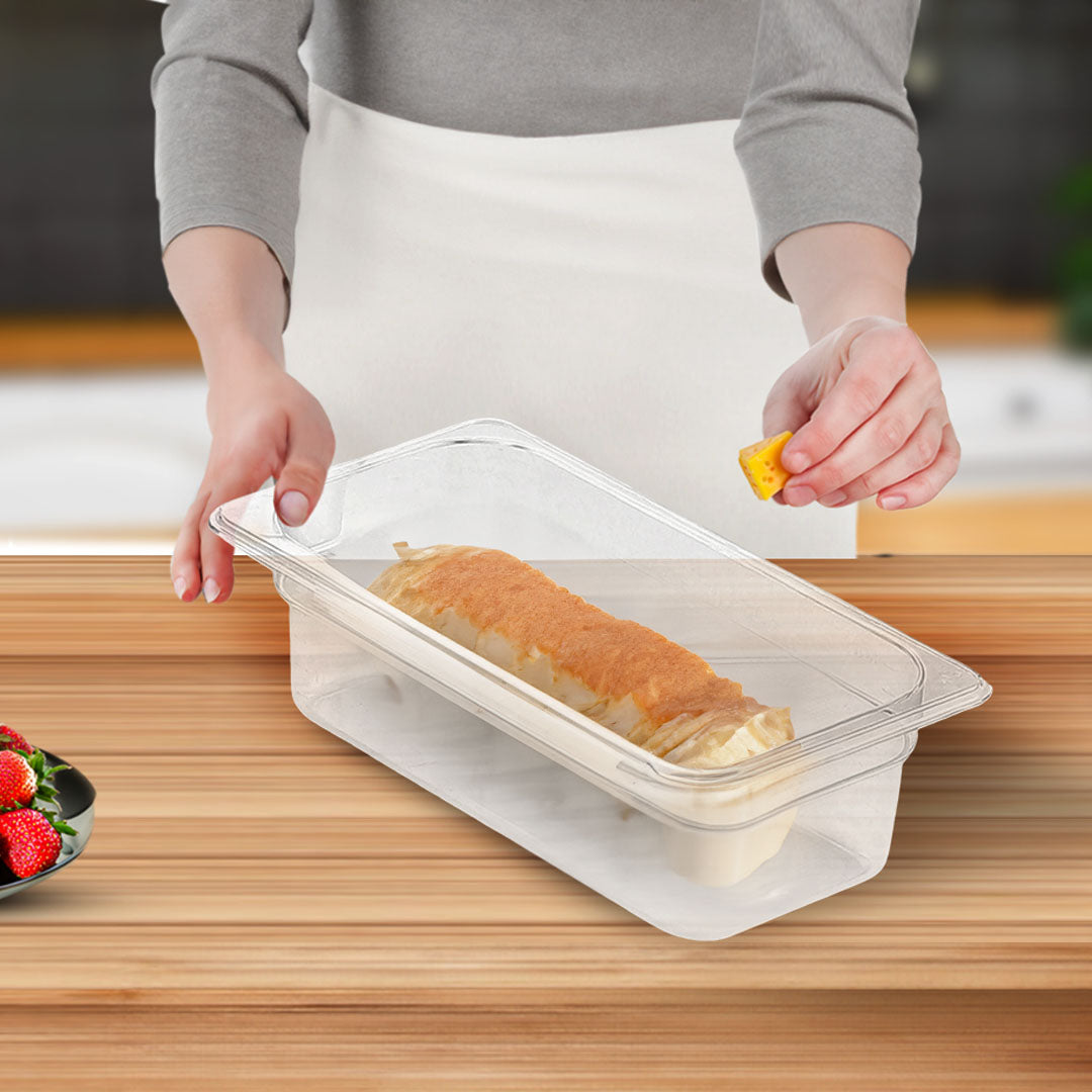 SOGA 100mm Clear Gastronorm GN Pan 1/3 Food Tray Storage Bundle of 4 - Cafe Supply