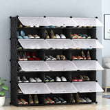 SOGA 8 Tier 3 Column Shoe Rack Organizer Sneaker Footwear Storage Stackable Stand Cabinet Portable Wardrobe with Cover - Cafe Supply