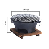 SOGA 2X Small Cast Iron Round Stove Charcoal Table Net Grill Japanese Style BBQ Picnic Camping with Wooden Board - Cafe Supply
