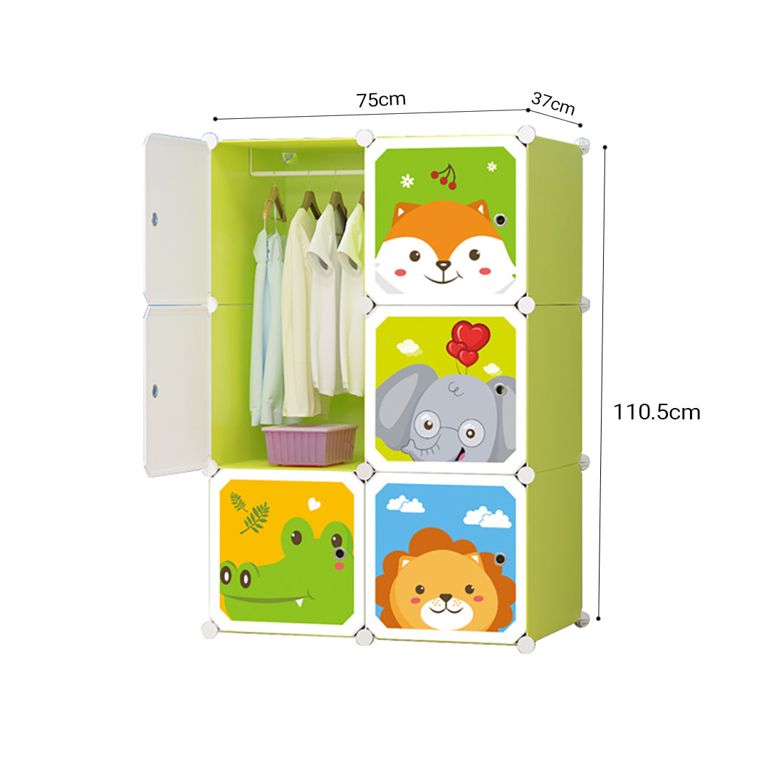 SOGA 6 Cubes Animal Design Portable Wardrobe Divide-Grid Modular Storage Organiser Foldable Closet - Cafe Supply